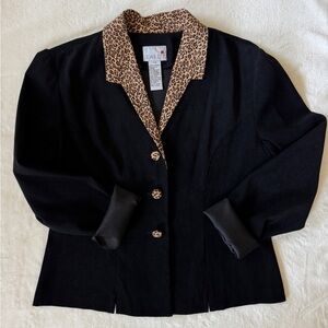 Vintage Leopard Trim Thin Blazer